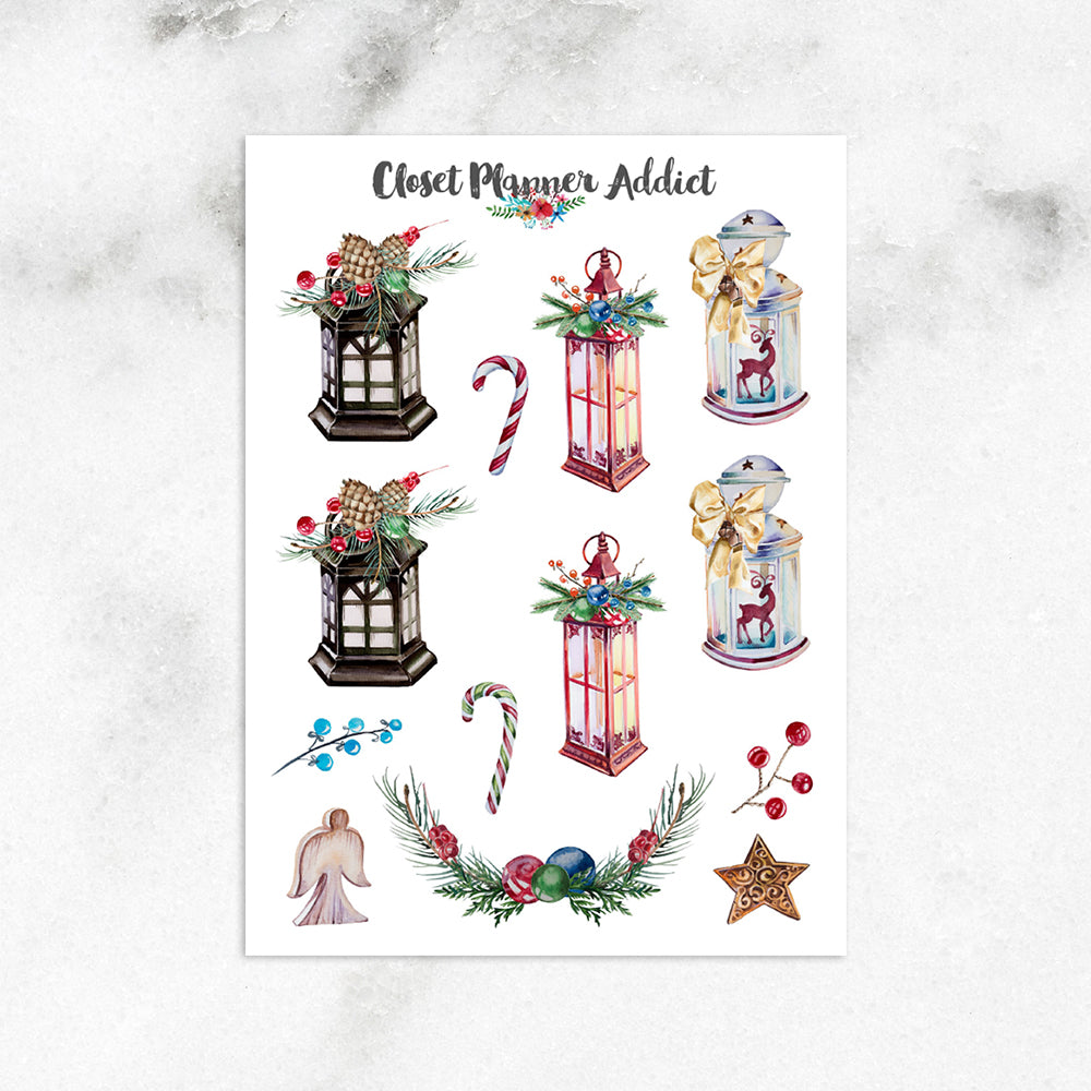 Christmas Lanterns Planner Stickers (S-531)