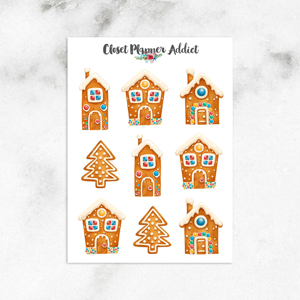 Gingerbread Houses Planner Stickers (S-532)