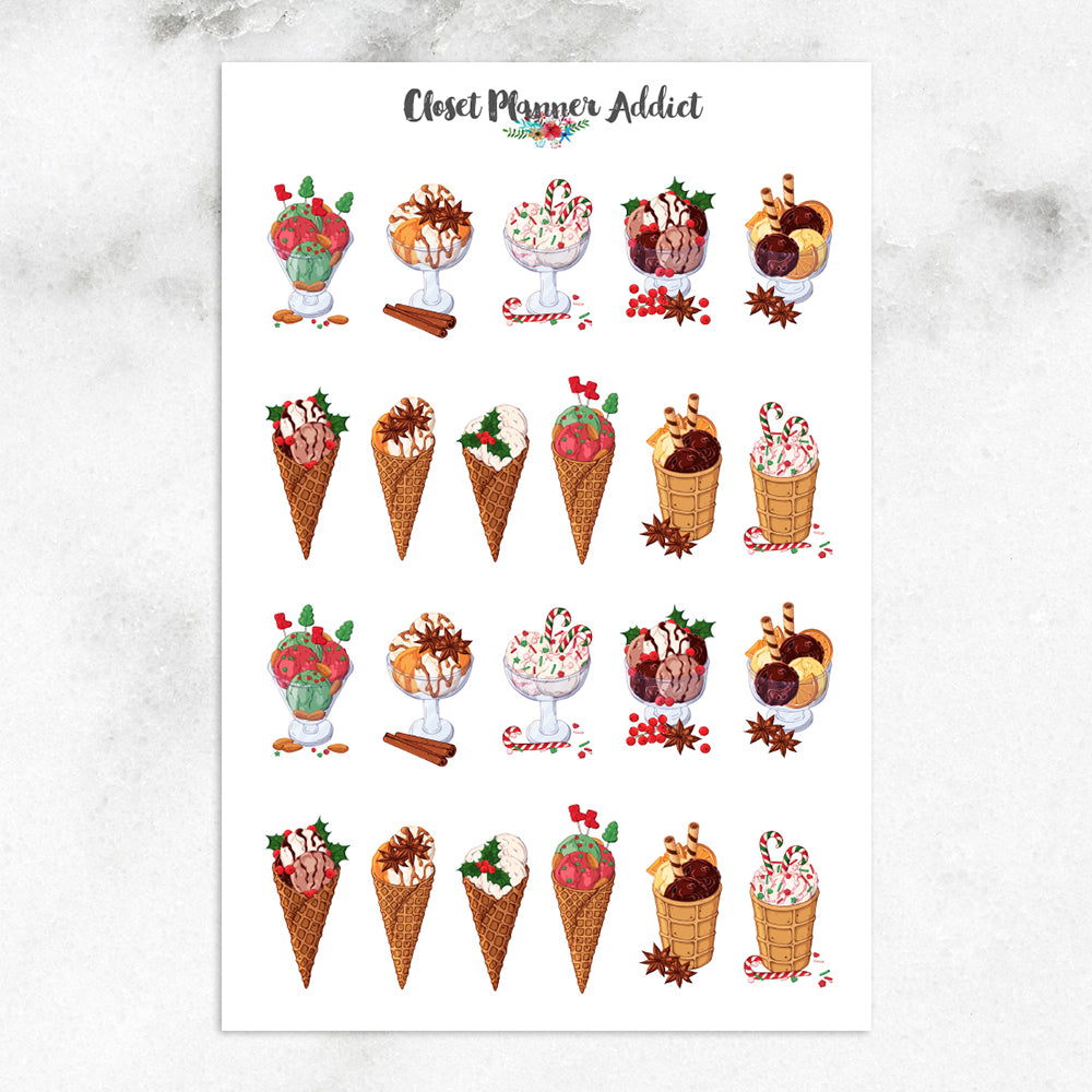 Christmas Ice Creams Planner Stickers (S-535)
