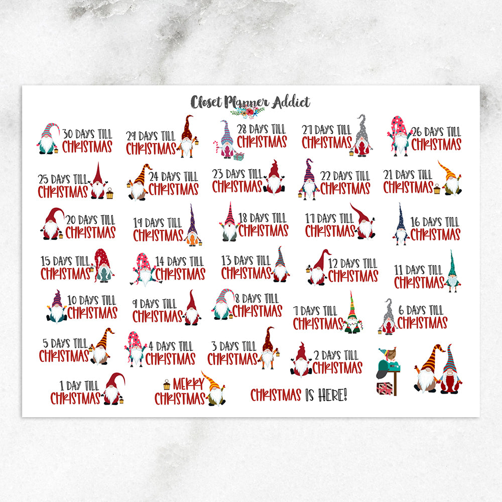 Cute Christmas Countdown Planner Stickers (S-537)