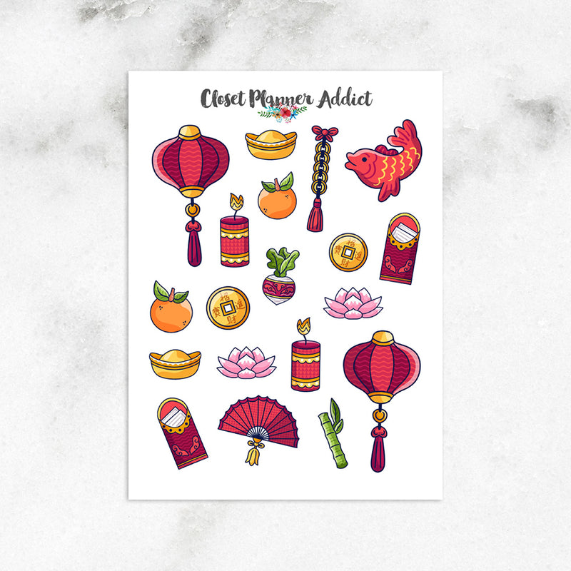 Chinese New Year Planner Stickers | Lunar New Year Stickers (S-538)