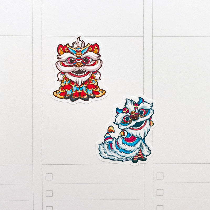 Lion Dance Planner Stickers | Chinese New Year Stickers | Lunar New Year Stickers (S-540)