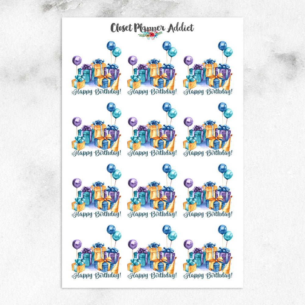 Happy Birthday Planner Stickers (S-541)