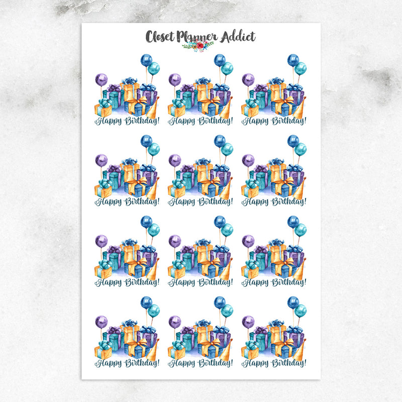 Happy Birthday Planner Stickers (S-541)