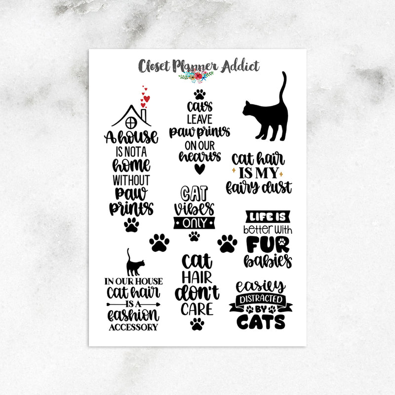 Cat Lovers and Quotes Planner Stickers (S-543)
