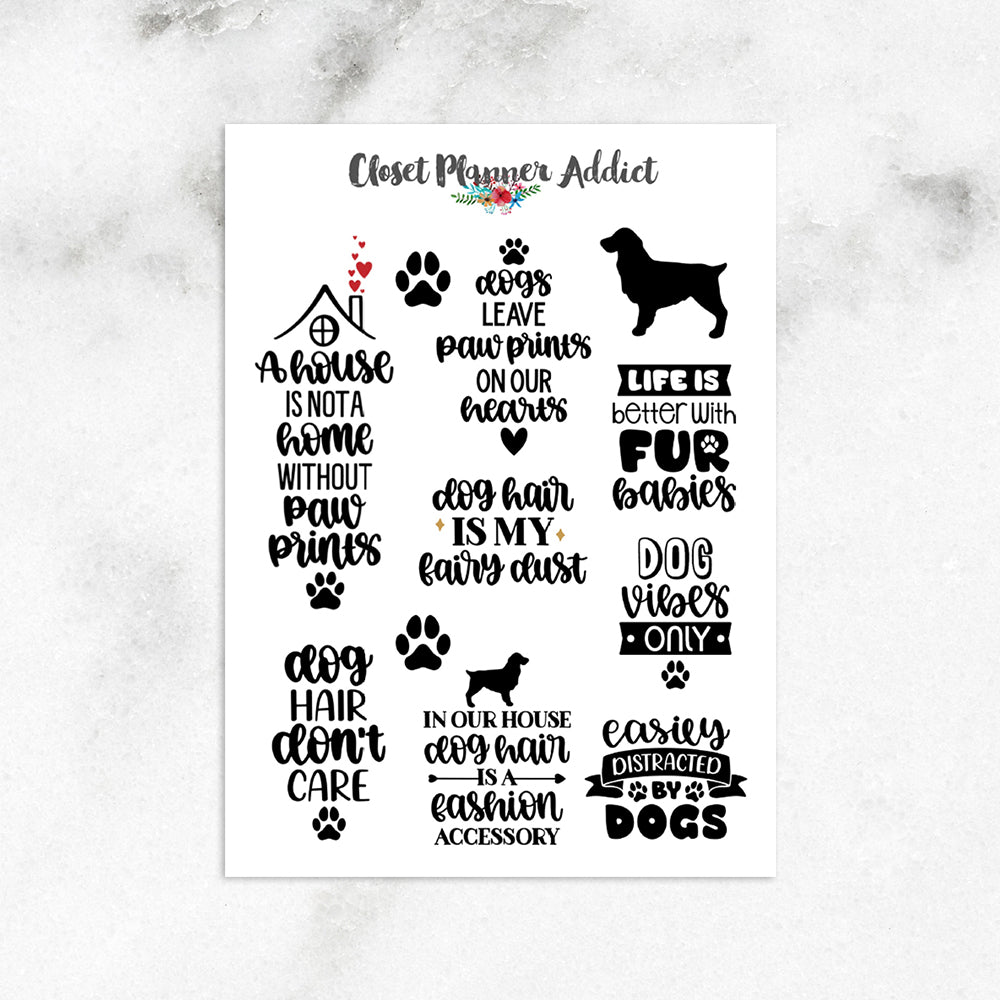 Dog Lovers and Quotes Planner Stickers (S-544)