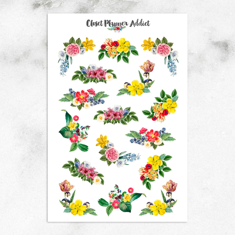 Vintage Flowers Planner Stickers (S-550)