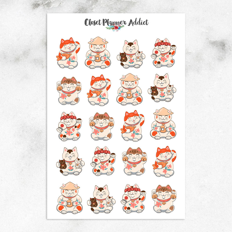 Lucky Cat Planner Stickers (S-552)