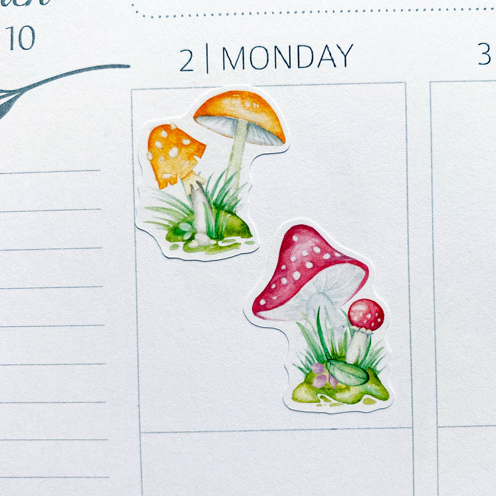 Watercolour Mushrooms Planner Stickers (S-556)