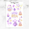 Purple Birthday Planner Stickers (S-558)