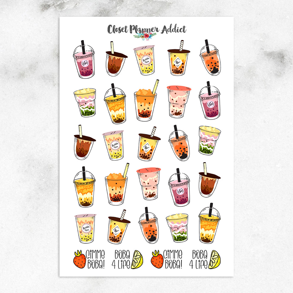Boba Planner Stickers | Bubble Tea Stickers (S-559)