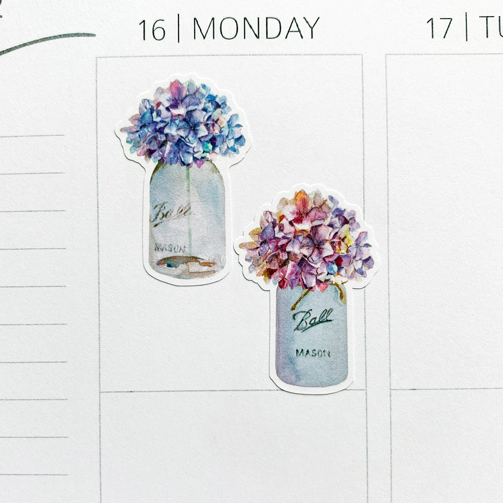 Flowers in Mason Jars by Closet Planner Addict Planner Stickers (S-565)