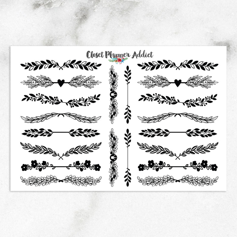 Floral Borders Planner Stickers (S-569)