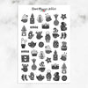 Monochromatic Winter Hygge Planner Stickers (S-571)