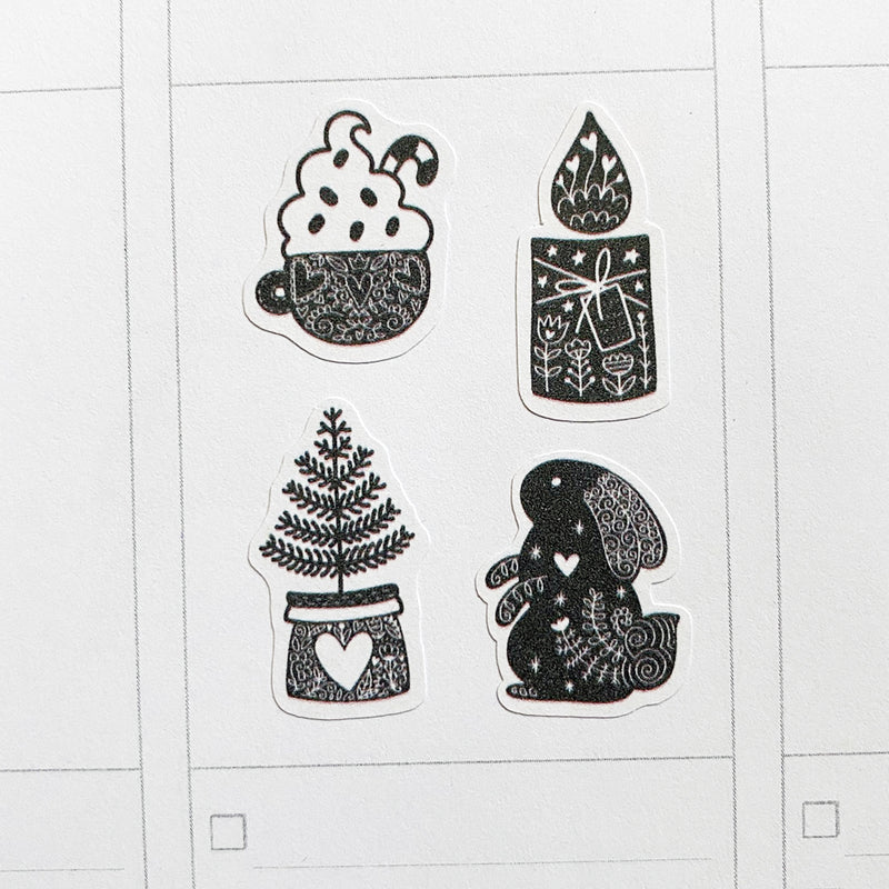 Monochromatic Winter Hygge Planner Stickers by Closet Planner Addict (S-571)