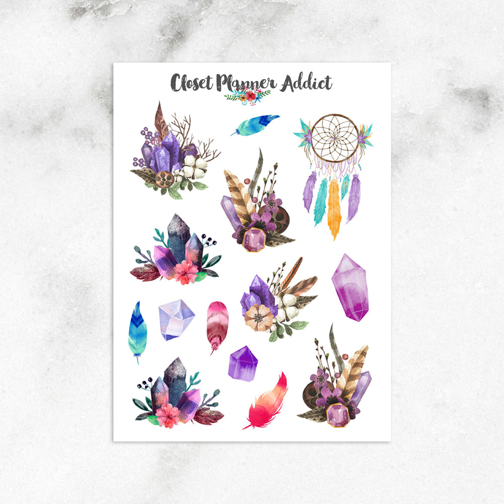 Crystals, Gems and Dreamcatcher Planner Stickers (S-572)