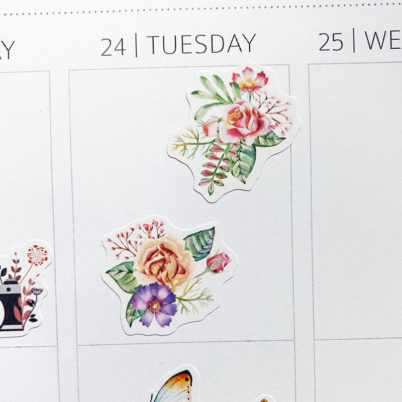 Watercolour Floral Bouquets Planner Stickers by Closet Planner Addict (S-574)