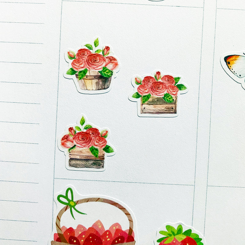 Watercolour Roses in Crates Planner Stickers by Closet Planner Addict (S-575)