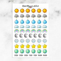 Kawaii Weather Icons Planner Stickers (S-578)