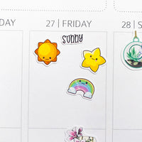 Kawaii Weather Icons Planner Stickers by Closet Planner Addict (S-578)