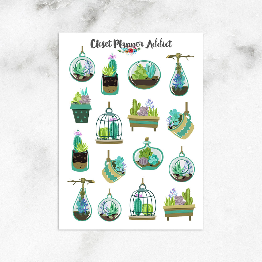 Cute Terrariums Planner Stickers (S-579)