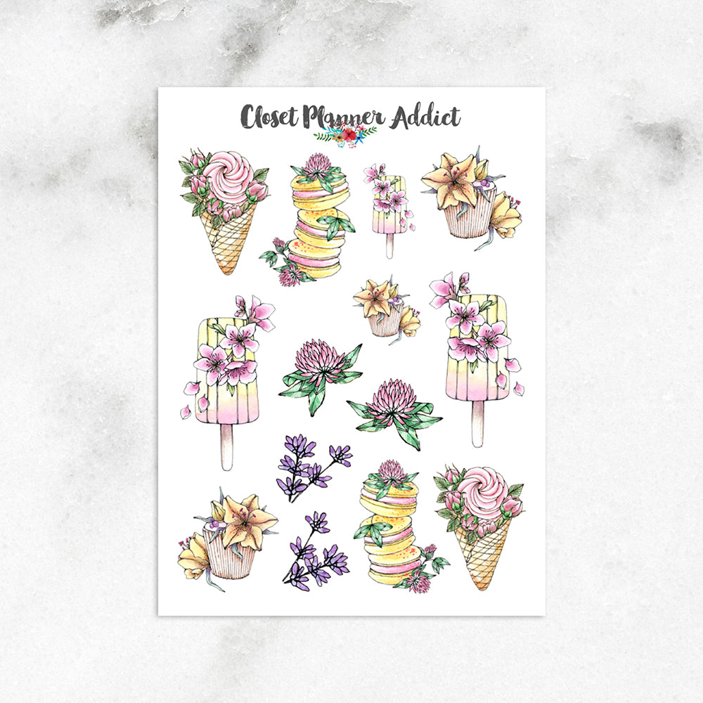 Ice Creams, Cakes and Macarons Planner Stickers (S-580)