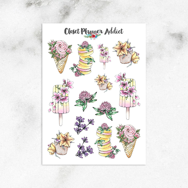Ice Creams, Cakes and Macarons Planner Stickers (S-580)
