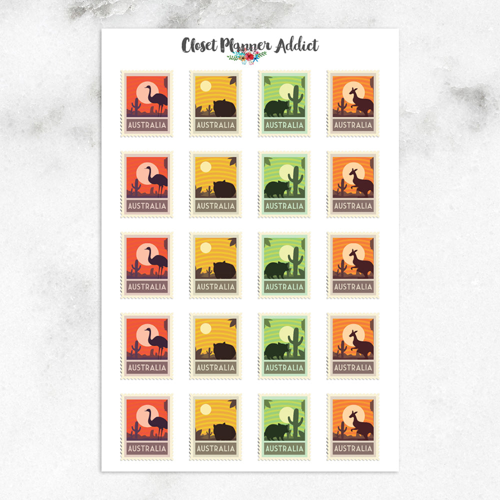 Mock Australian Stamps Planner Stickers | Postcrossing (S-583)