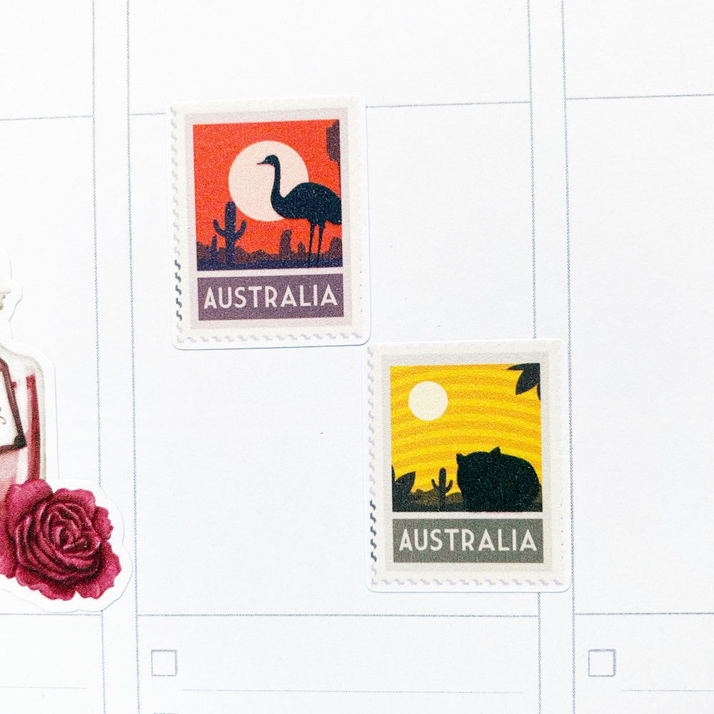 Mock Australian Stamps Planner Stickers | Postcrossing Stickers by Closet Planner Addict (S-583)