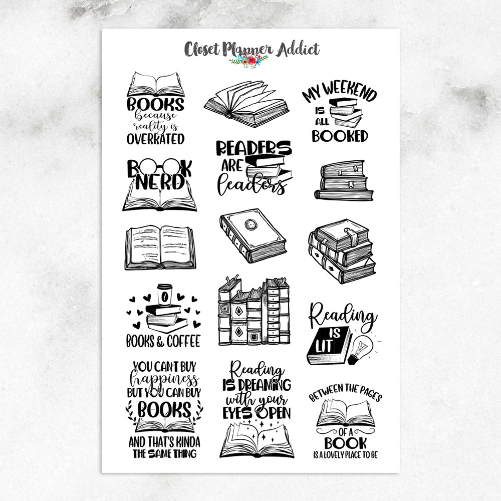 Book and Reading Quotes Planner Stickers (S-586)