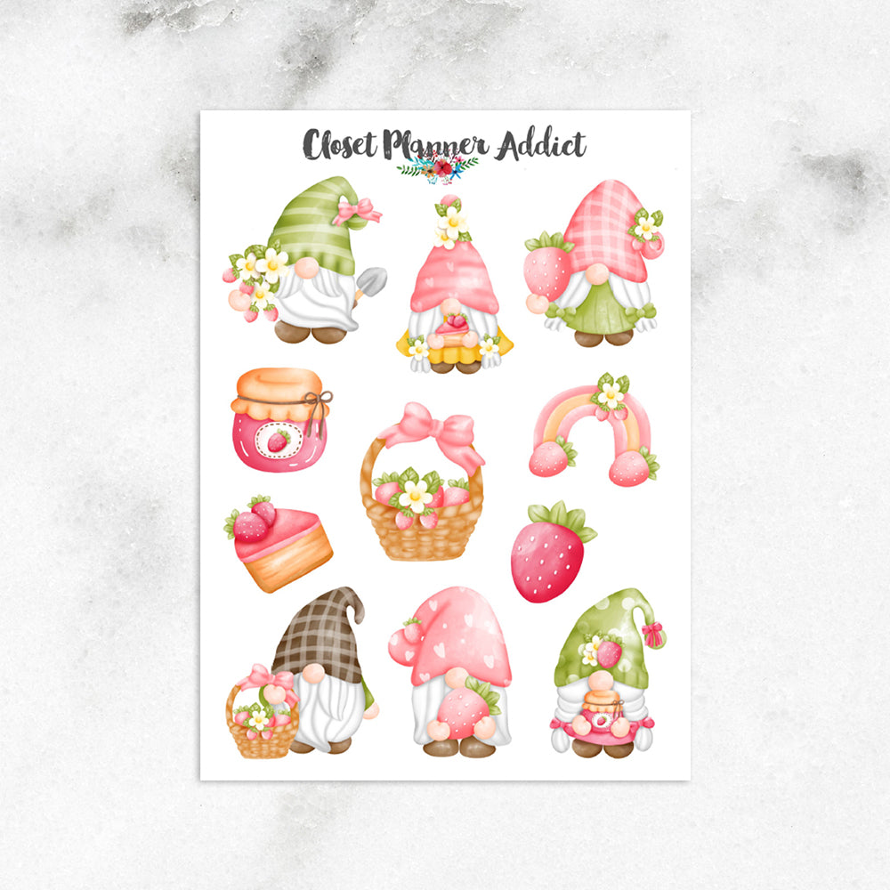 Strawberry Short Gnomes Planner Stickers (S-589)