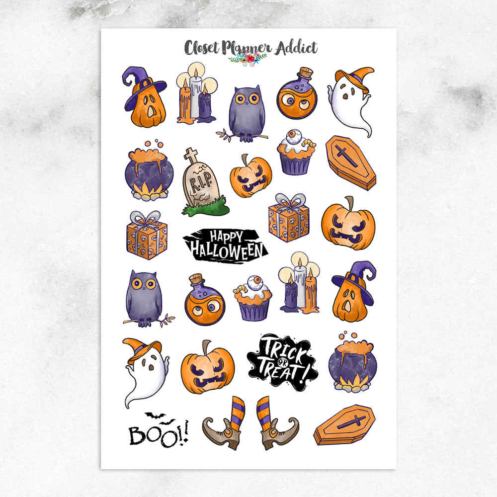 Cute Halloween Planner Stickers (S-593)