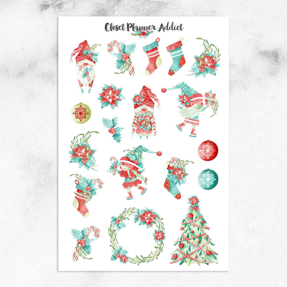 Fun Christmas Gnomes Planner Stickers (S-599)
