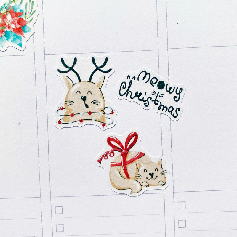 Merry Meowmas Christmas Cats Planner Stickers | Christmas Stickers by Closet Planner Addict (S-600)