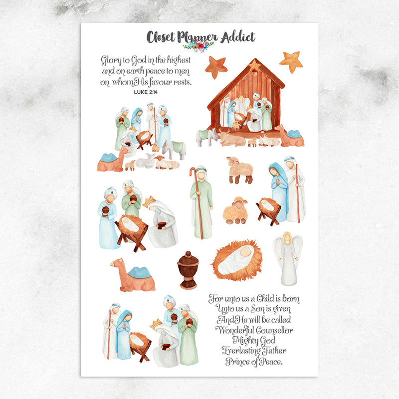 Christmas Nativity Scene Planner Stickers (S-602)