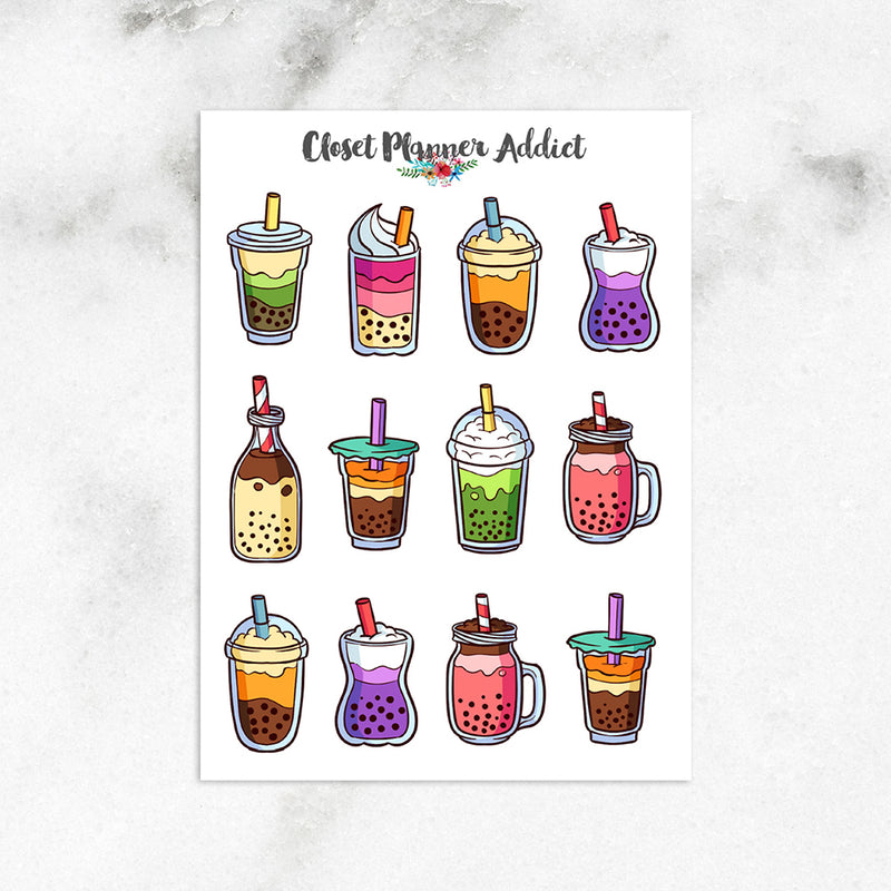 Bubble Tea Planner Stickers | Boba Stickers (S-607)