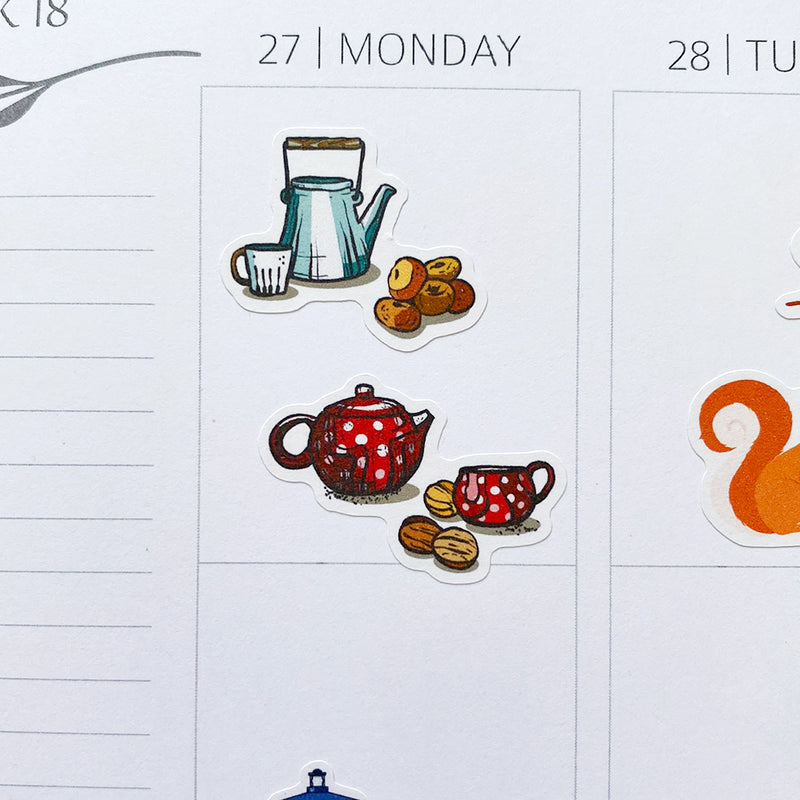 Cuppa Tea Planner Stickers | Teapot and Teacup Stickers by Closet Planner Addict (S-608)