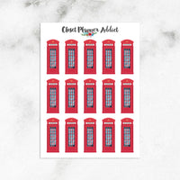 English Phone Box Planner Stickers (S-611)