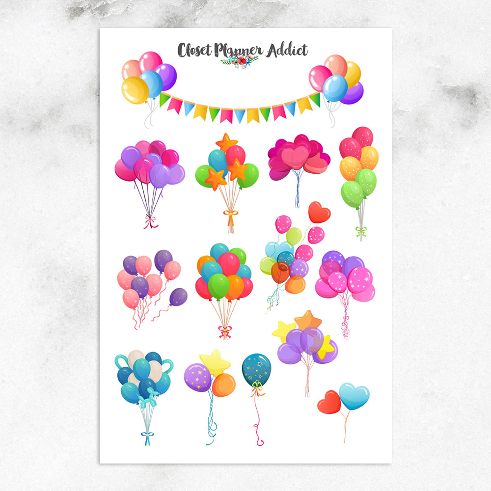 Colourful Balloons Planner Stickers (S-616)