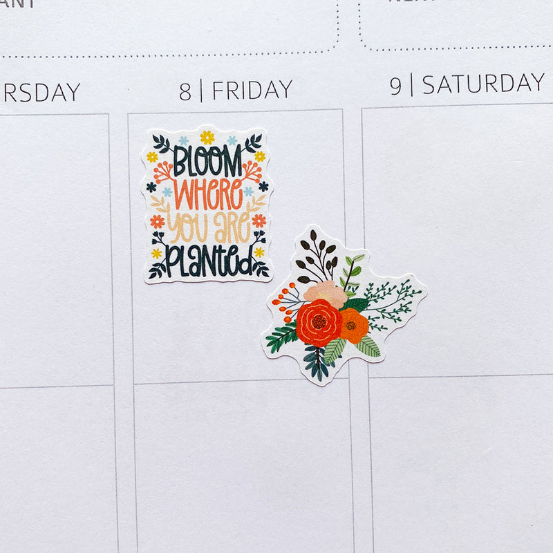 Floral Quotes and Colourful Flowers Planner Stickers by Closet Planner Addict (S-618)