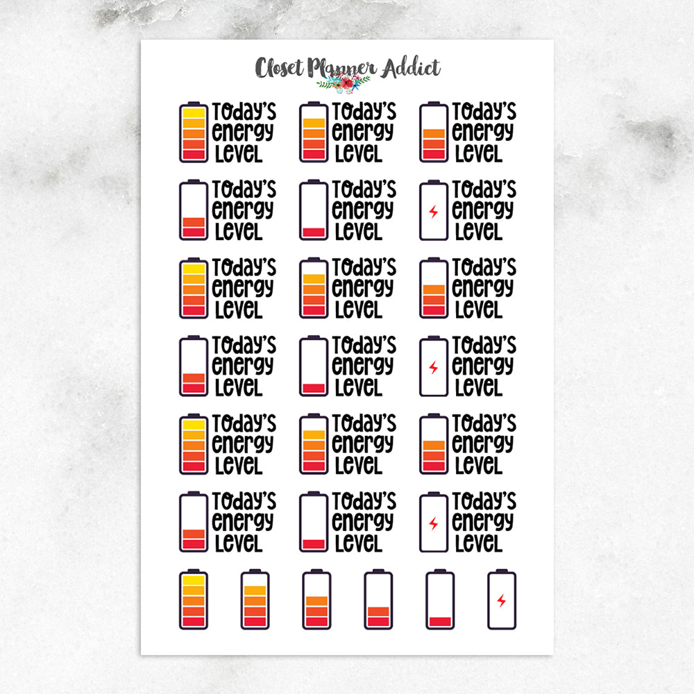 Energy Level Today Planner Stickers (S-619)