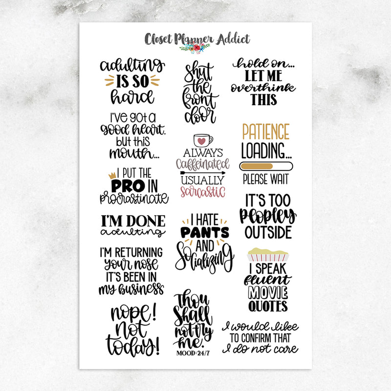 Sassy Quotes Planner Stickers (S-620)