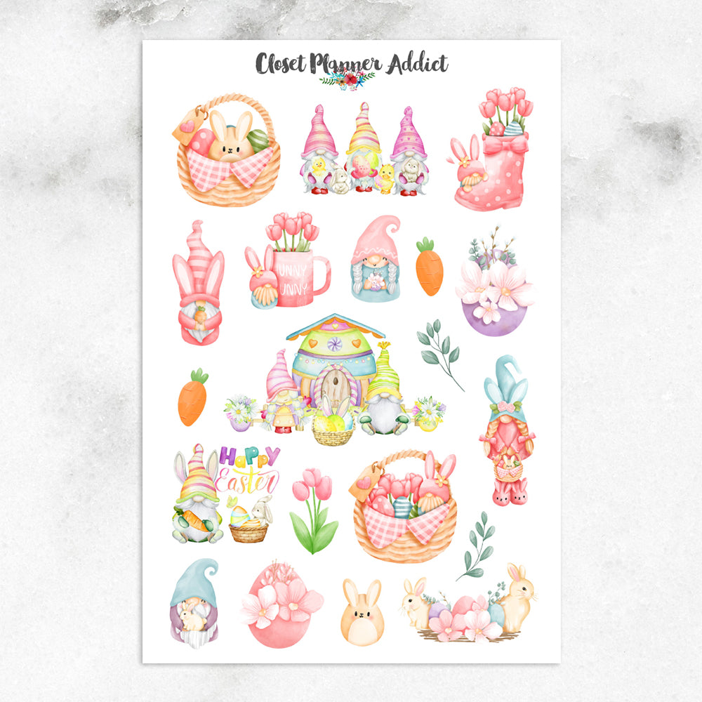 Happy Easter Gnomes Planner Stickers (S-629)