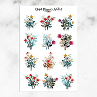 Wild Floral Bouquets Planner Stickers (S-637)