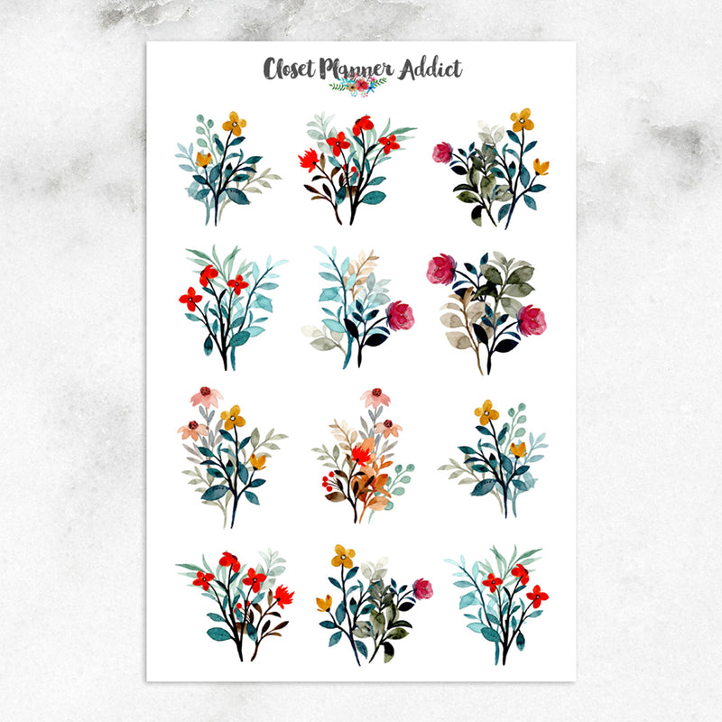 Wild Floral Bouquets Planner Stickers (S-637)