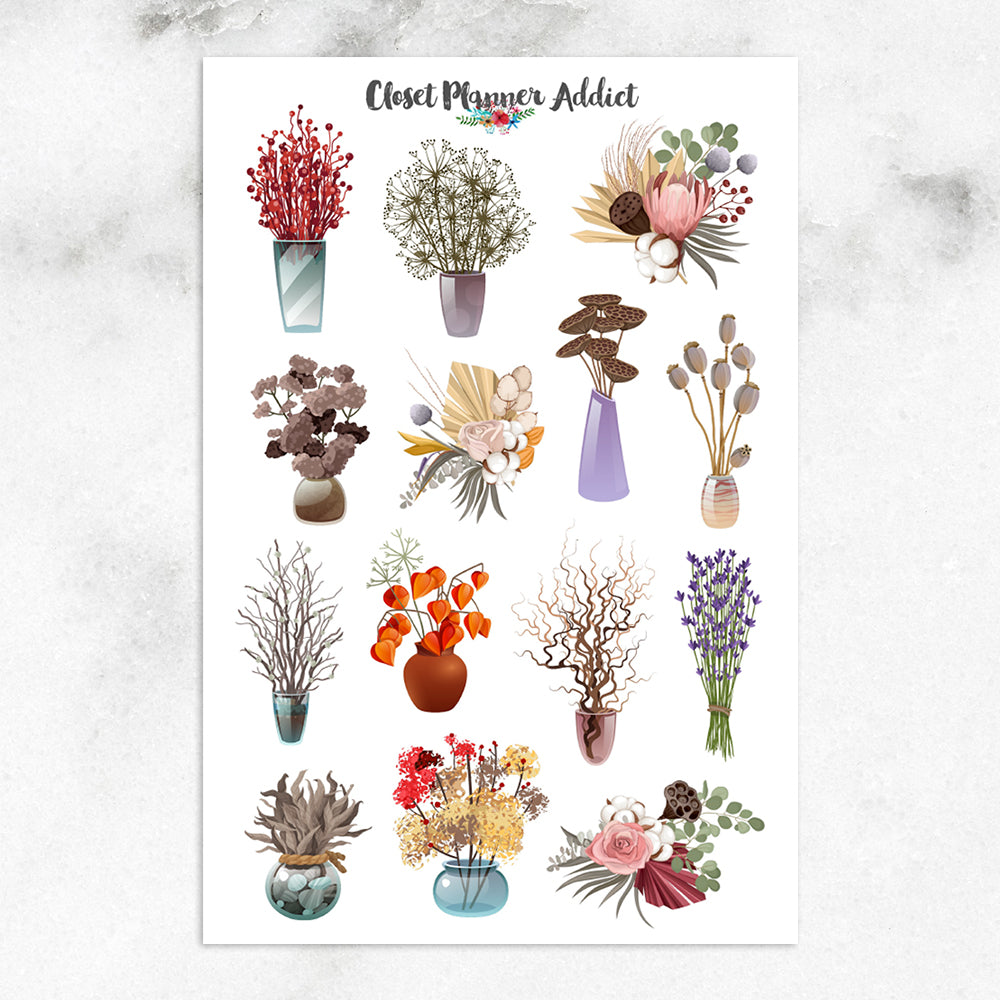 Dried Flowers Planner Stickers (S-639)