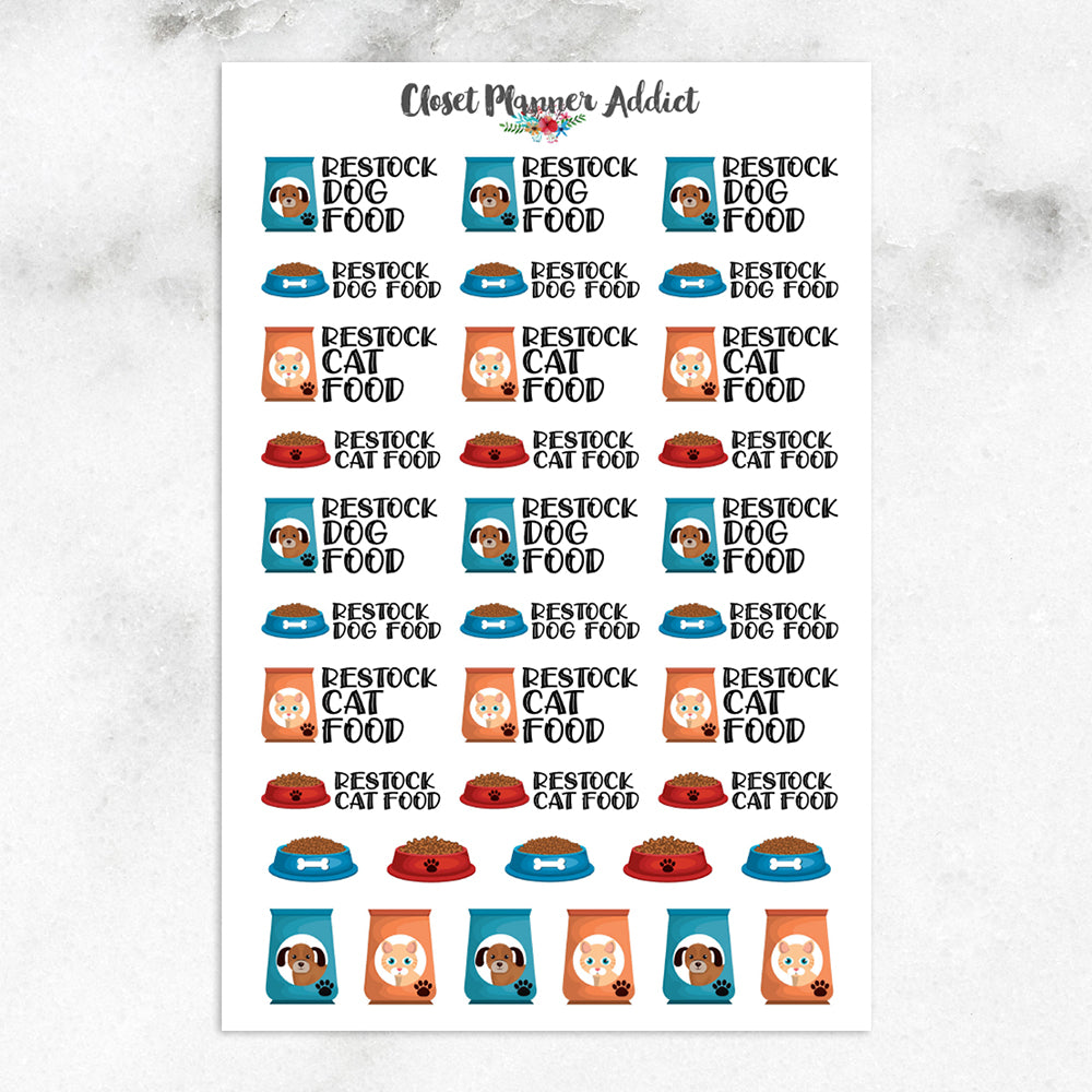 Restock Dog Cat Pet Food Planner Stickers (S-640)