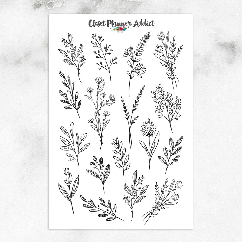 Illustrated Flowers Planner Stickers (S-644)