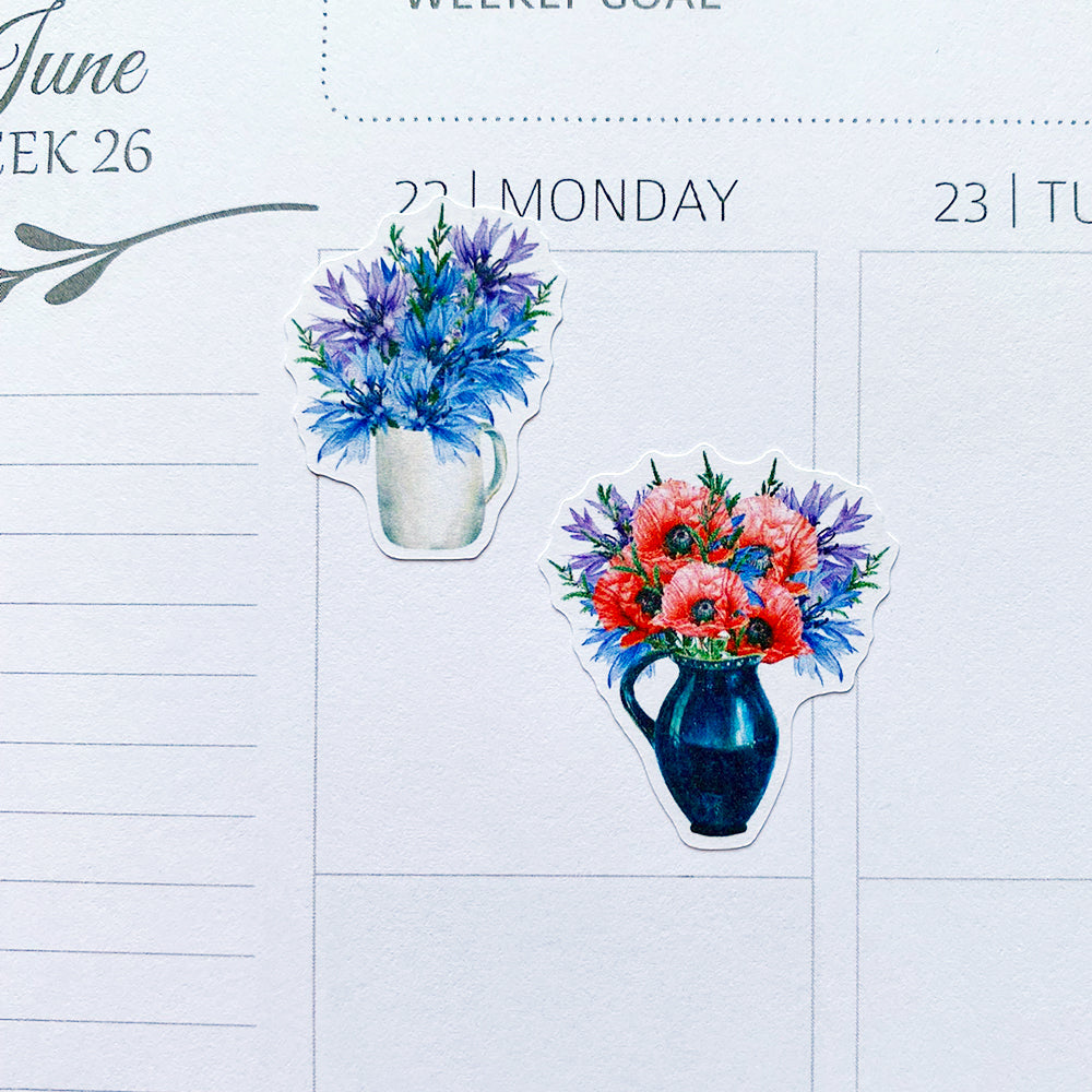 Flowers in Vases Planner Stickers by Closet Planner Addict (S-645)