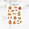 Colourful Teapot and Teacups Planner Stickers (S-646)
